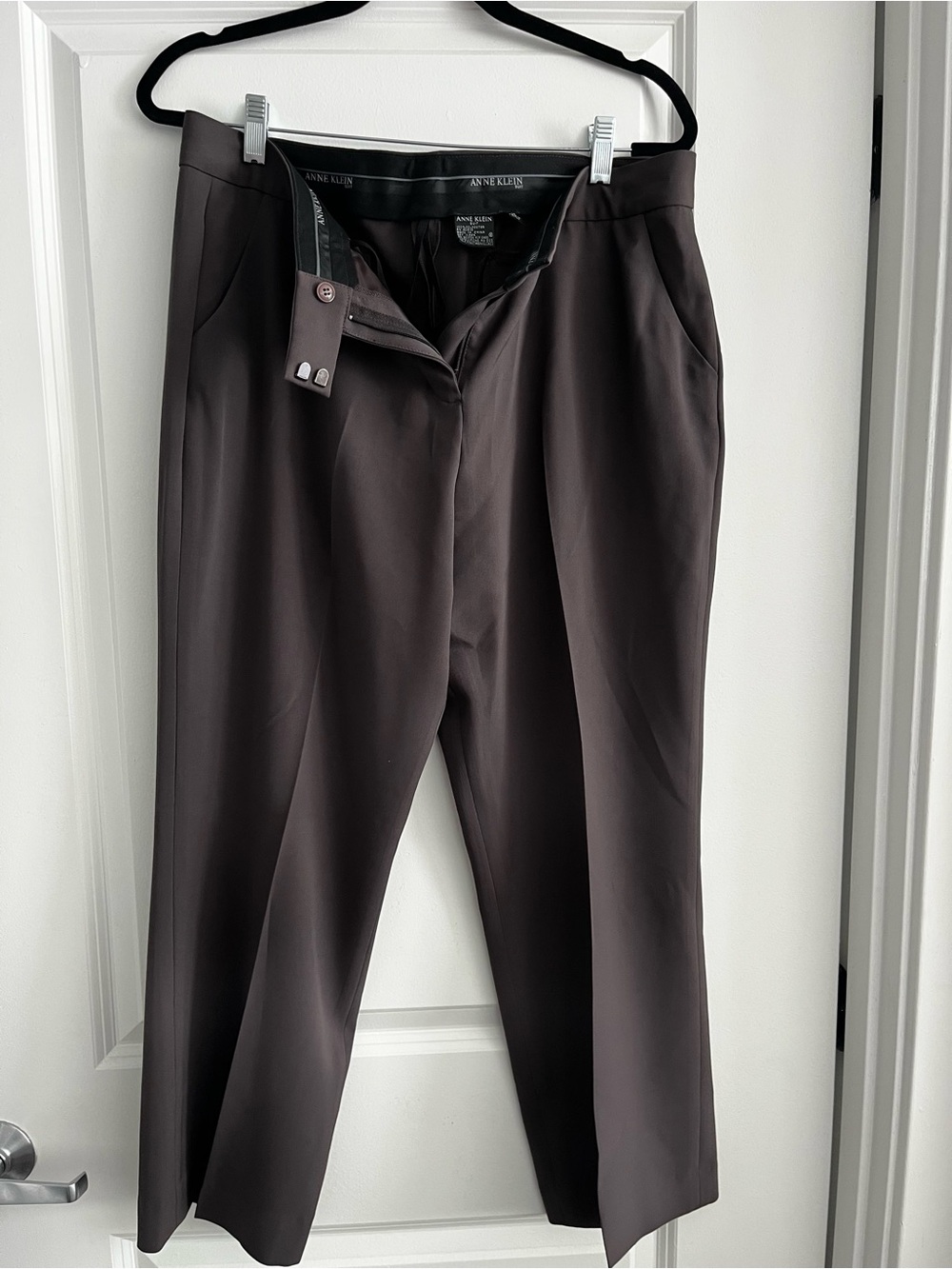 Anne Klein Dark Brown Women’s Dress Pants – Modern Tailored Look